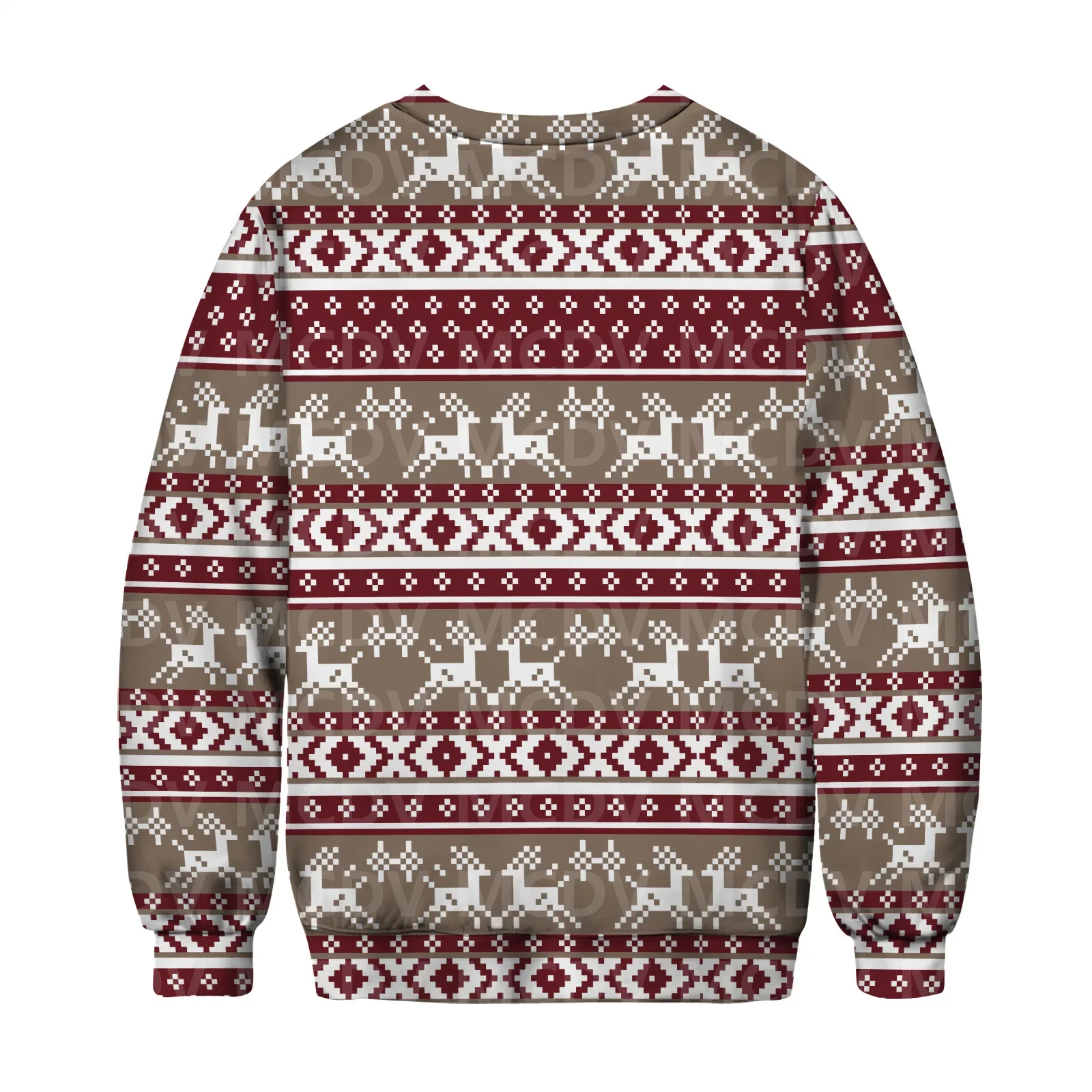 Christmas Sweater Elk and Santa Claus  Printed Casual Knit Sweatshirt Men's For Women's Pullover