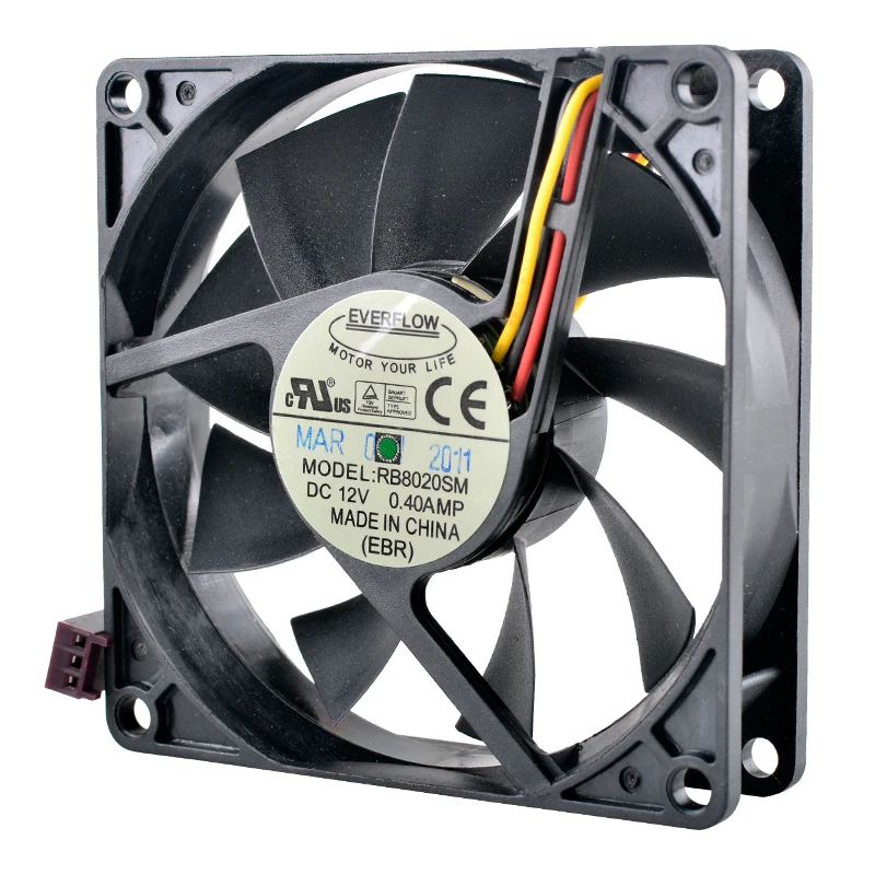 RB8020SM 8cm 80mm 80x80x20mm DC12V 0.40A 3pin Dual ball bearing axial flow fan cooler cooling fan for chassis CPU