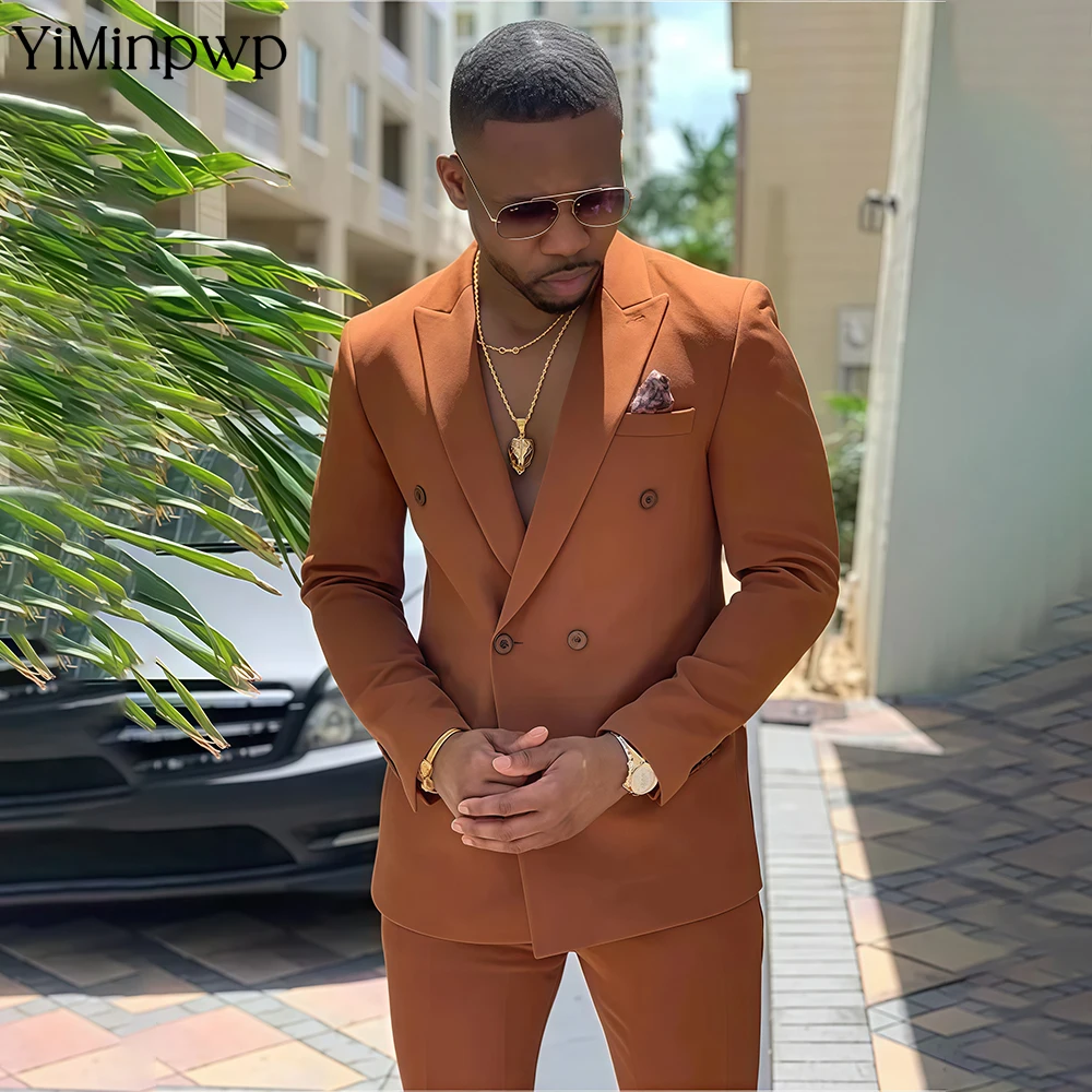 

Fashion New Men Suit Groom Groomsman Wedding Party Prom Business Male Suit Tuxedos 2 Piece Set Blazer Pants Slim Fit Formal Suit