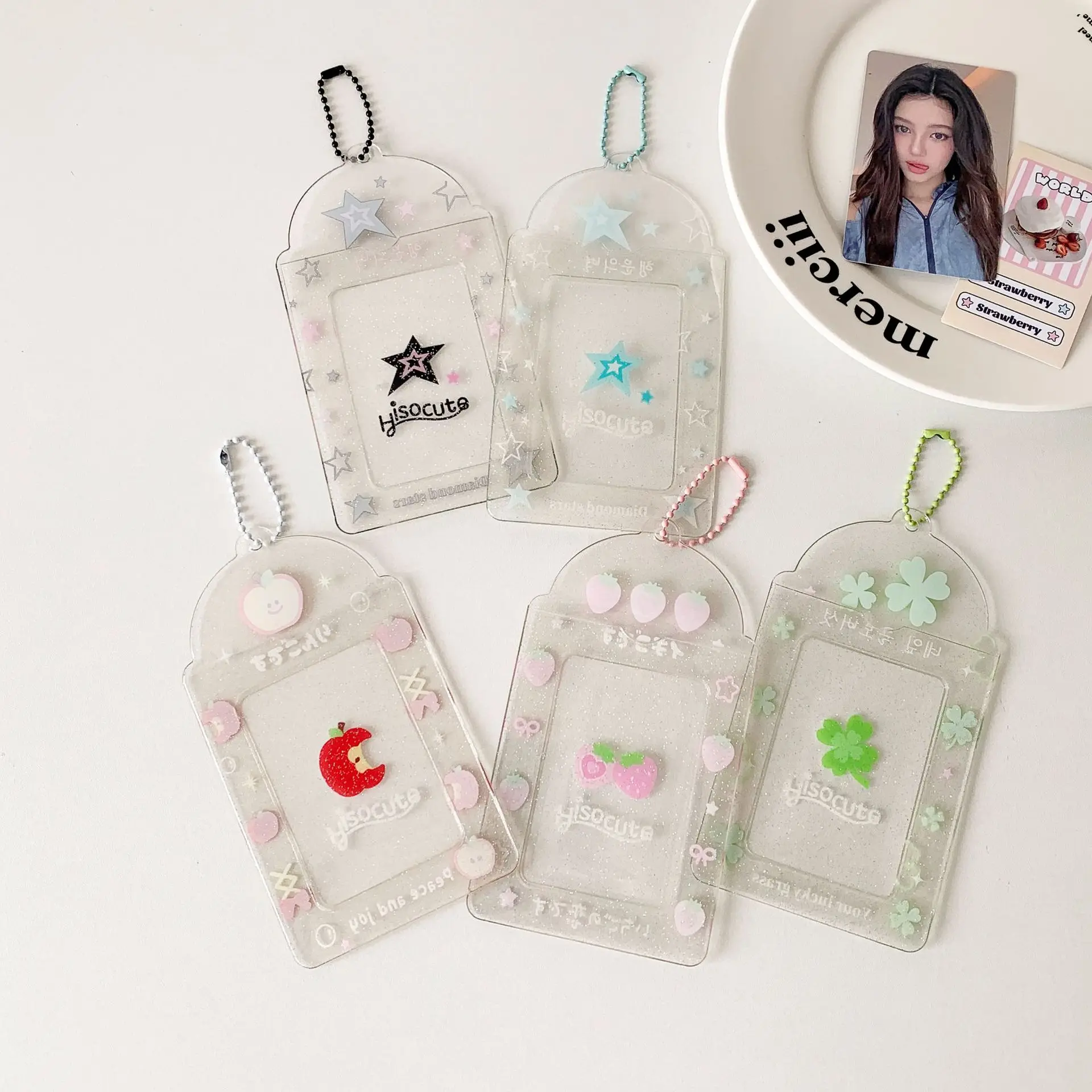 حقيبة قلادة 3 بوصة Kpop Photocard حامل بطاقة الصور حامل بطاقة البلاستيكية لتخزين الصور هدية الديكور