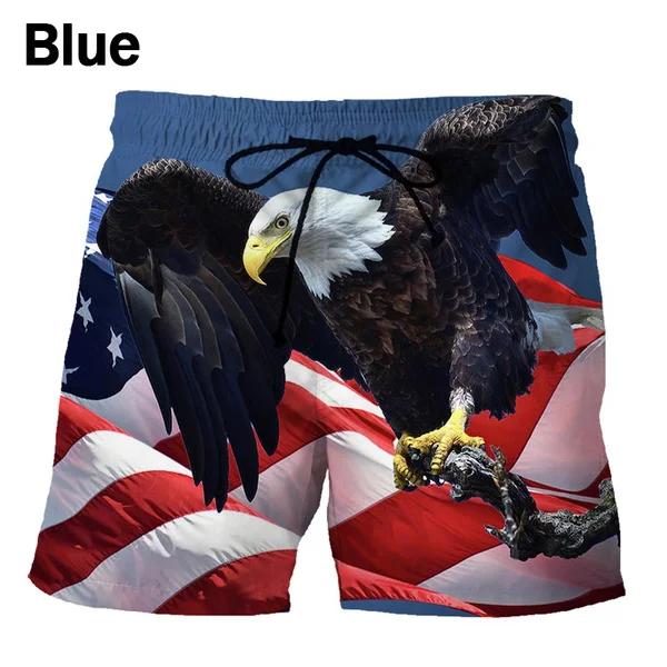 Fashion American Flag Eagle 3D Printed Shorts Summer Casual Funny Beach Shorts