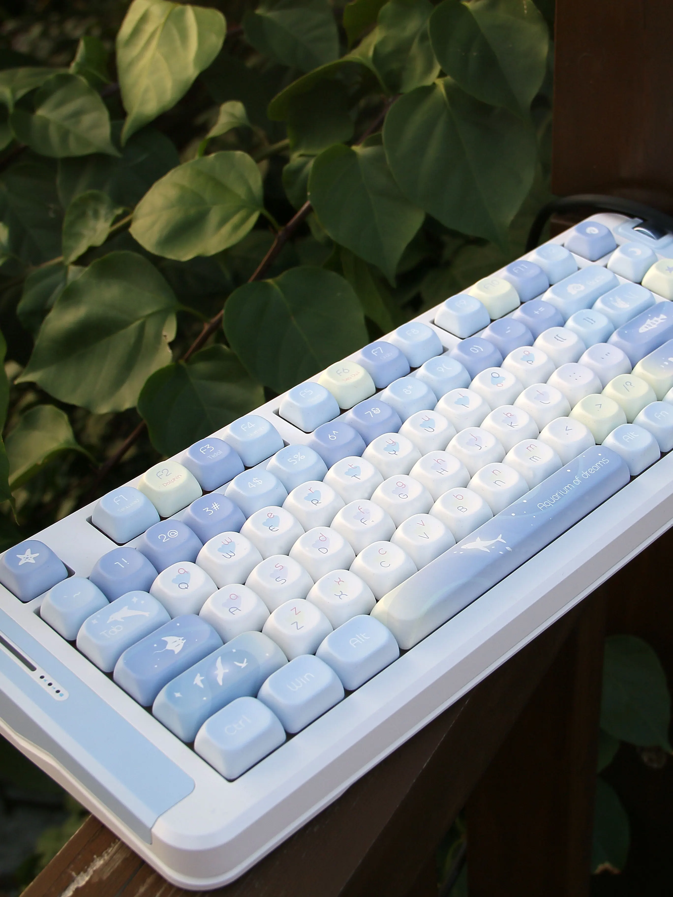 130 Keys MOA Profile PBT Keycaps Blue Dream Five Sided Dye Sublimation Keycaps for Cherry MX Switch Mechanical Gaming Keyboard