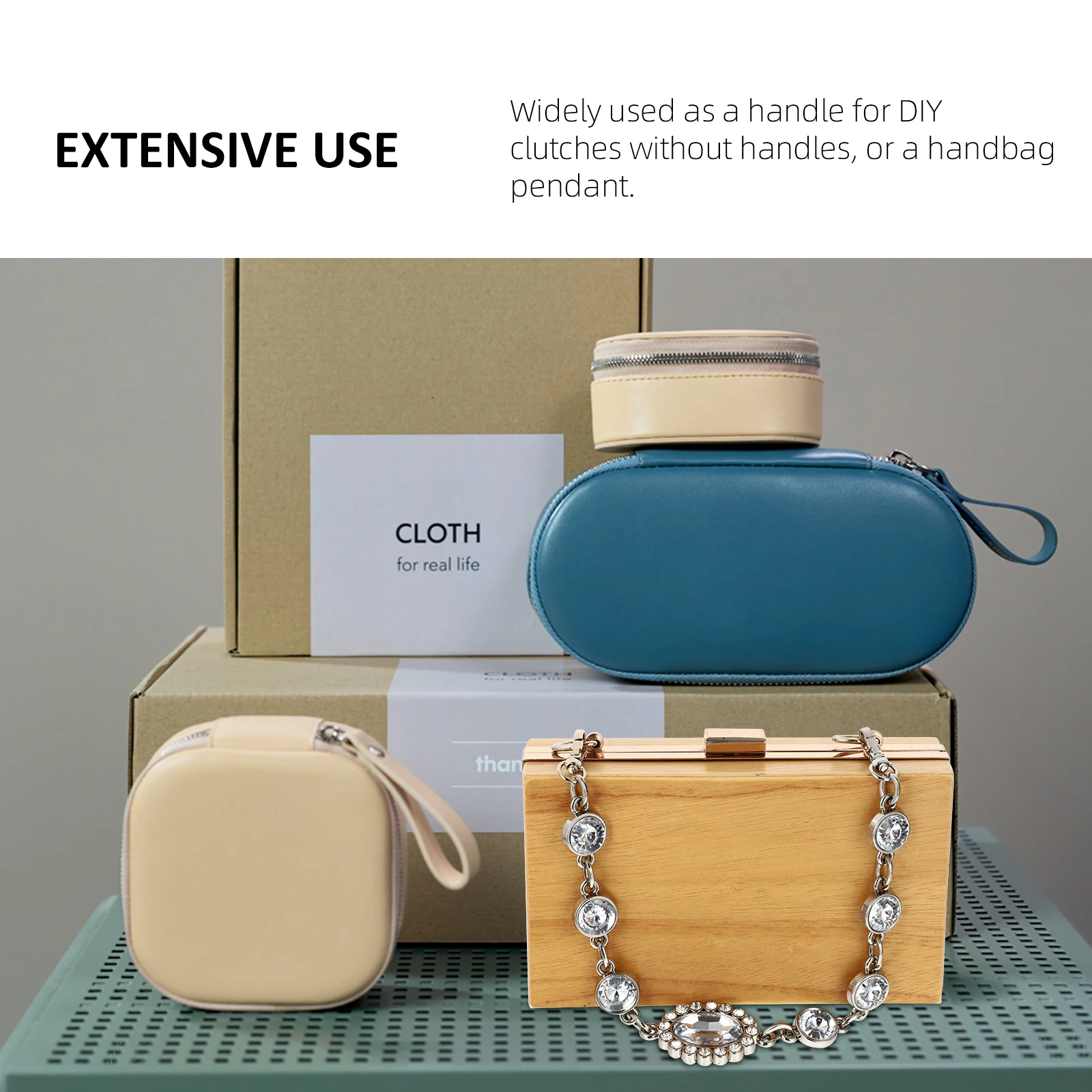 سلسلة حقيبة من حجر الراين الاصطناعي مصنوعة بحرفية دقيقة وحزام بديل لحقيبة يد القابض وإكسسوارات حقيبة كتف خفيفة الوزن #2