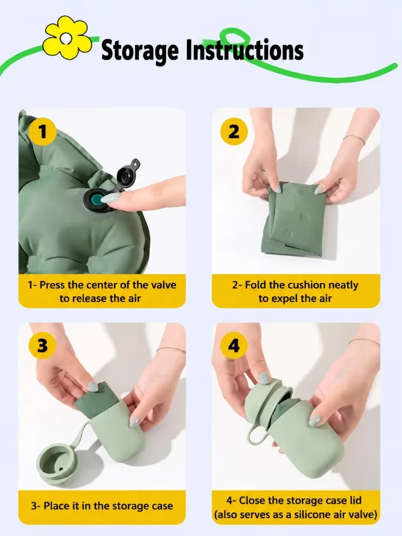 Portable Inflatable Seat Cushion Air Cushion Waterproof Nylon TPU Foldable Lightweight Suitable for Camping Fast Delivery