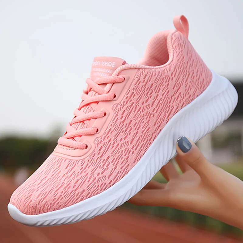 High Quality Women Breathable Light Weight Casual Soft Sneakers Thick Sole Non-slip Sports Shoes for Women Mesh Ladies Shoes