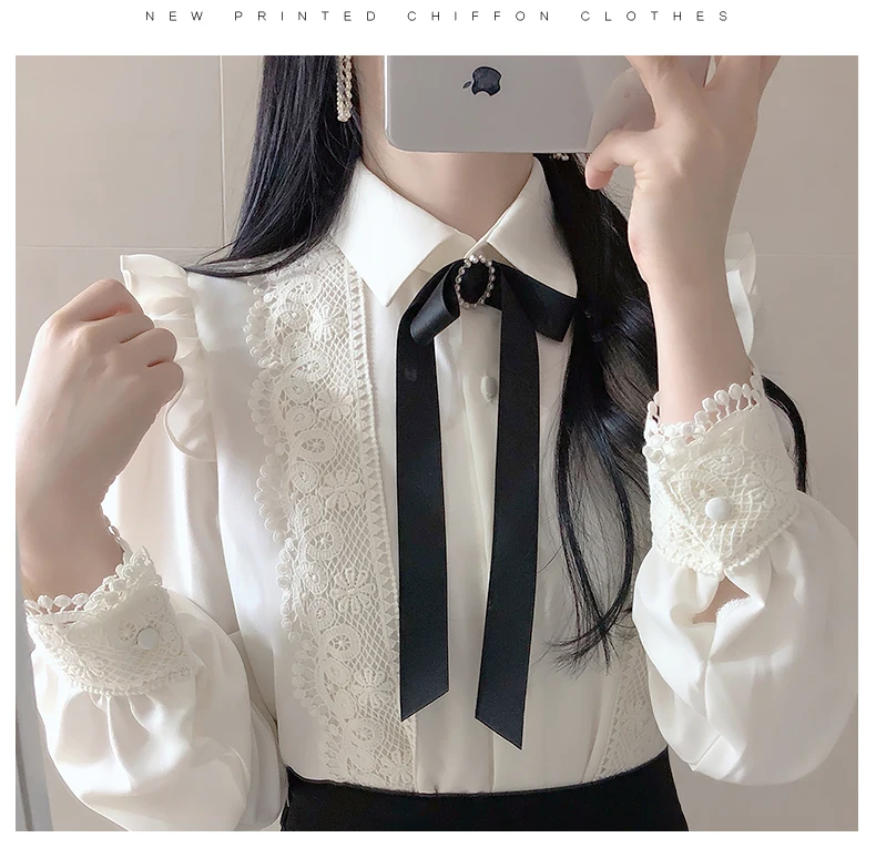 Hot Sales Women Cute Sweet Girls Preppy Style Tops Blouses Formal FLHJLWOC Office Lady Basic White Button Shirts