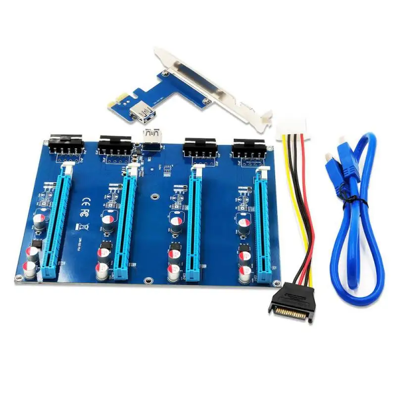 1 To 4 Port Pci Express Switch Blue Plug And Play Lightweight Portable Mini Consumer Electronics Pci-e X1 Toi-e X16 Riser Card