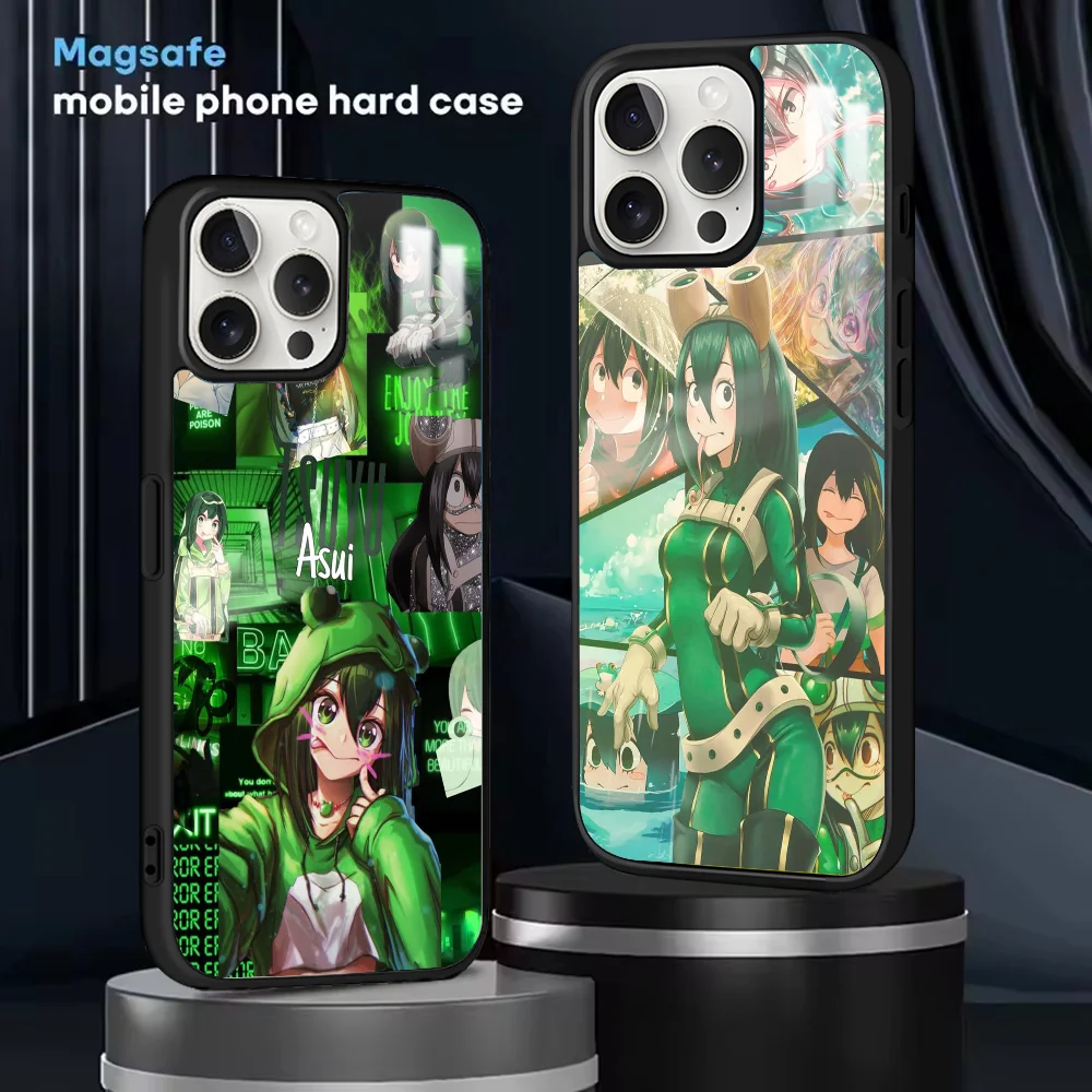 t-Tsuyu Asui Anime Girl Phone Case For iPhone 16 15 14 13 12 11 Pro Max Plus Mini Magnetic Magsafe Wireless Charging Cover Coque