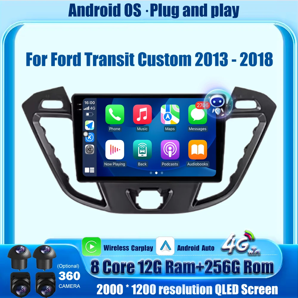 

9 Inch For Ford Transit Custom 2013 - 2018 Android Auto Car Radio GPS Multimedia Player Screen Wireless Carplay Bluetooth DSP 4G