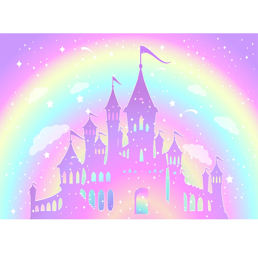 Fantasia Mágico Arco-íris Estrelas Espumantes Fotografia Fundos, Crianças Aniversário Decoração Banner, Photo Booth Cenários, Meninas