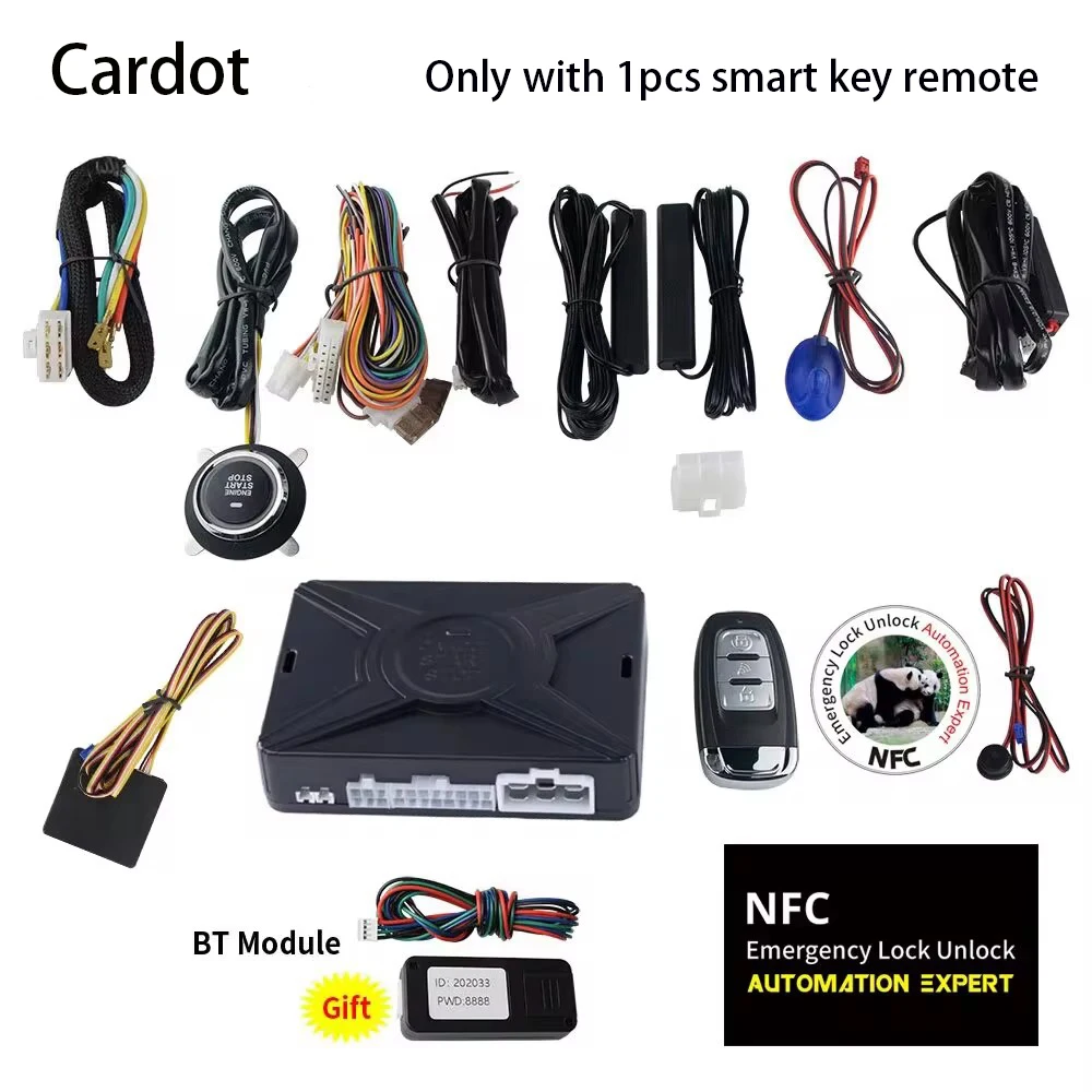 Cardot NFC Emergency Lock Unlock Smart Anti Robbery Remote Start Stop Push Engine Start Stop Pke Car Alarm System