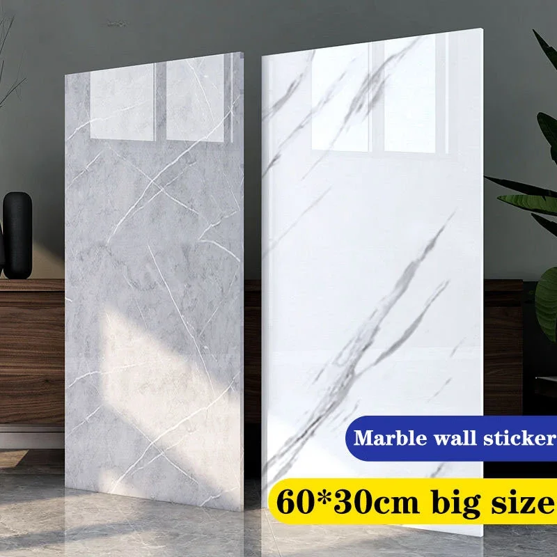 10 3D Ceramic Tiles Self-adhesive Wallpaper Waterproof, Oil-proof, Stain-proof Wallpaper Renovation Bathroom Decoration Marble