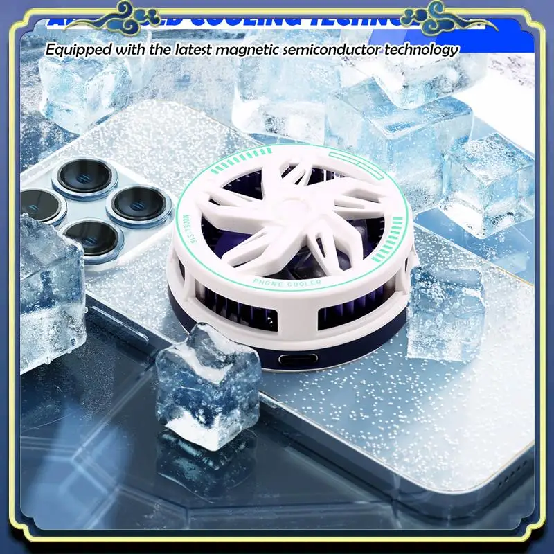 Portable S18 Mobile Phone Cooling Radiator Magnetic Semiconductor Technology, Silent Operation Compatible With IOS & Android
