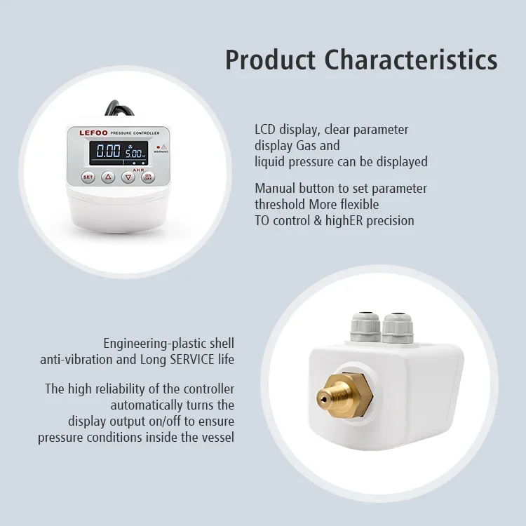 LEFOO LCD digital electronic pressure controller for air compressor water pump with high- reliability sensor to measure