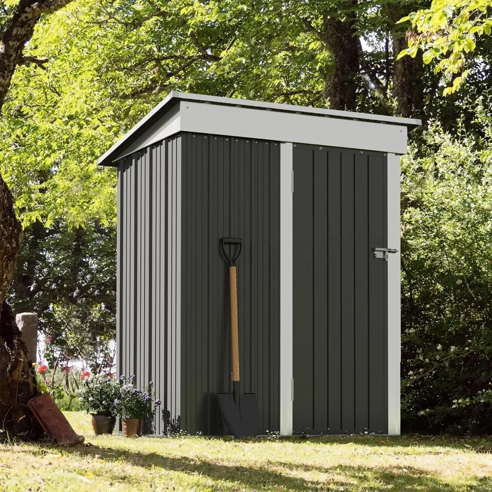 5 X 3 Feet Lockable Metal Garden Shed Steel Anti-corrosion Storage House with Single Door Lockable Outdoor Storage Shed, Gray