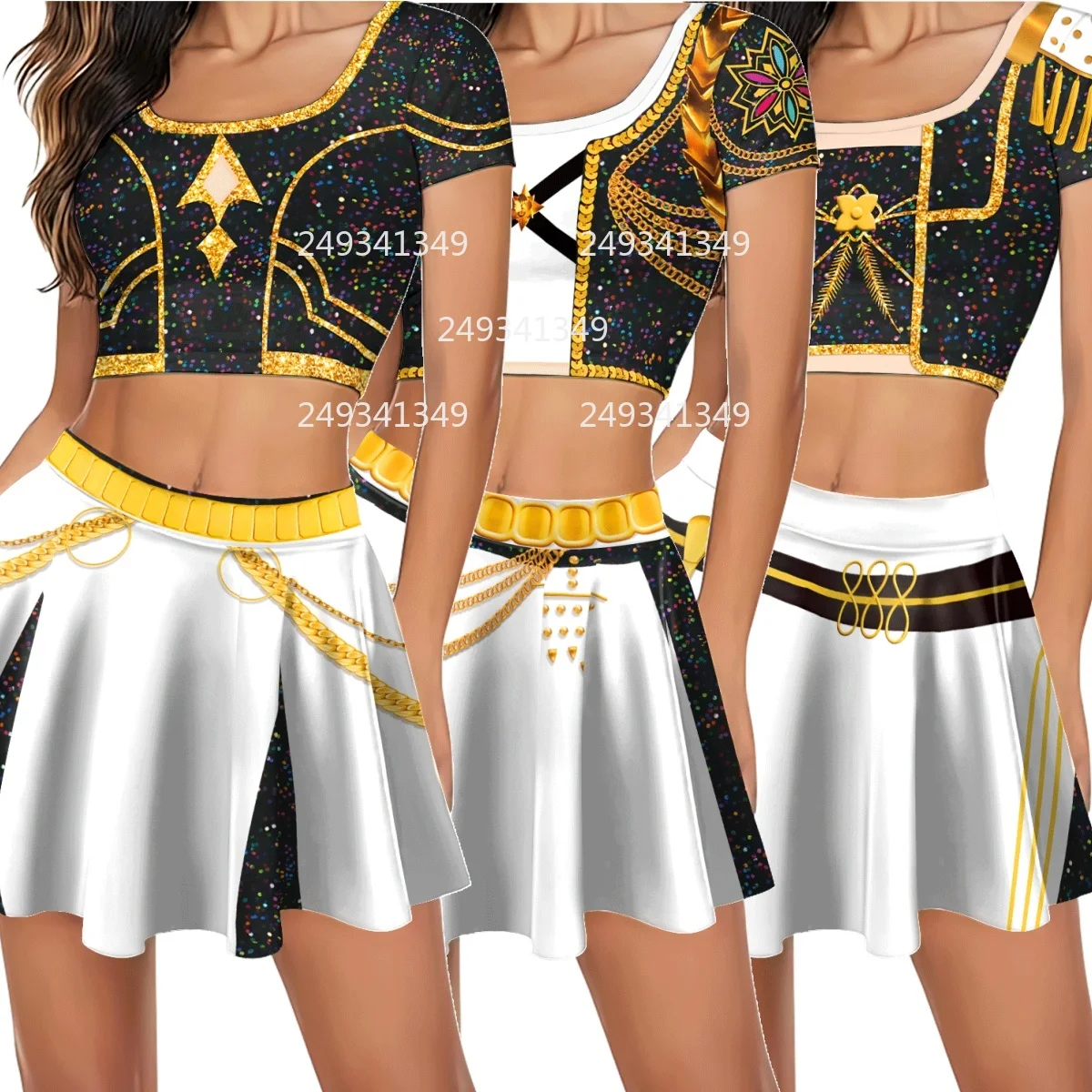 

Movie Huntrix Cosplay Costume Woman Anime Print Short Top Party Performance Skirt Cheering Squad Uniforms Carnival Stage Outfits