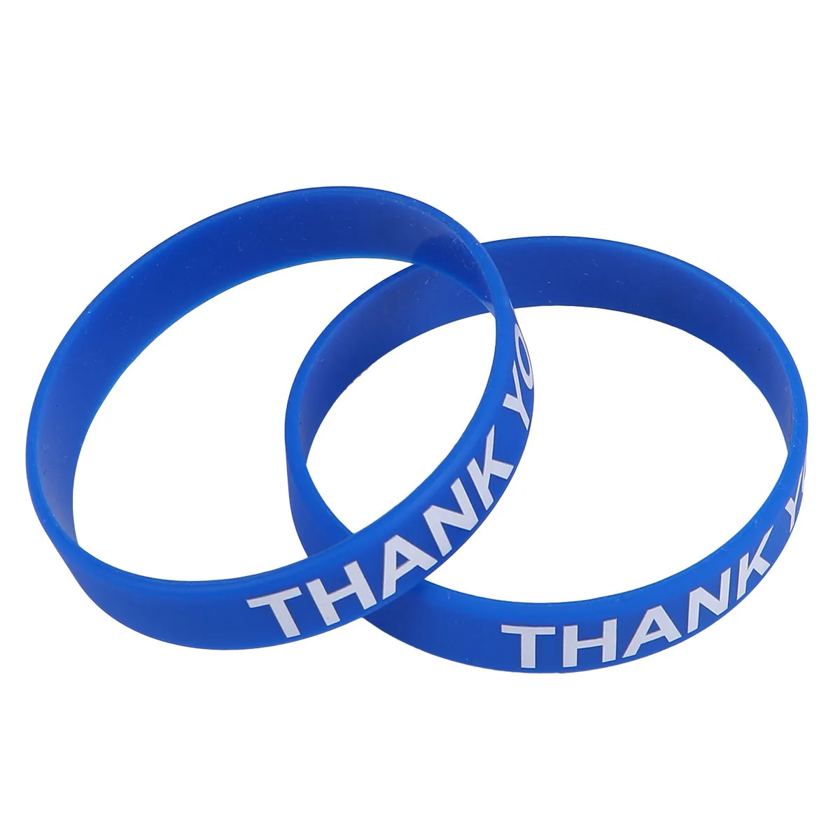 

2Pcs Thank You Silicone Bracelets Clear Print Stylish Wrist Accessories Comfortable Lightweight Blue