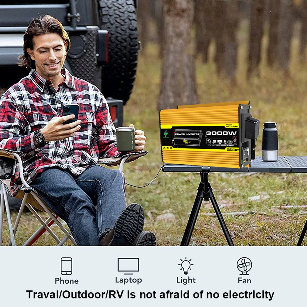 

DC 12V To AC 110/220V Intelligent Power Inverter Built-in Fuse Car Voltage Transformer Digital Power Inverter for RV Caravan