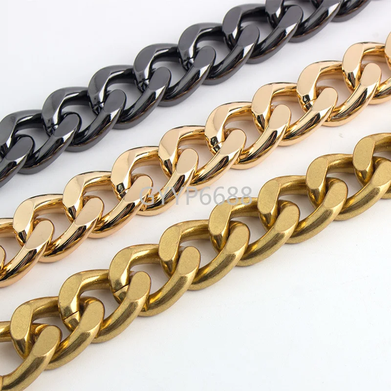 1-5 meters 6 mm thick 22 mm width Satin gold chain 6 colors K gold key chain accessories purse strap bag chain