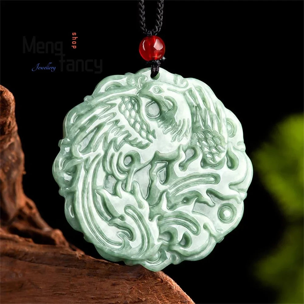 

Natural A-goods Jadeite Phoenix Jade Pendant Exquisite Retro Handicraft Best Selling Mascots Fashion Fine Jewelry Holiday Gift