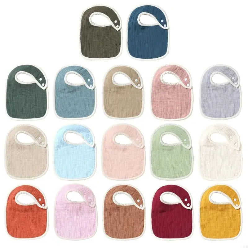 

F1CB Newborn Baby Drool Bibs Infant Boys Girls Cotton Burp Cloths Unisex Solid Color