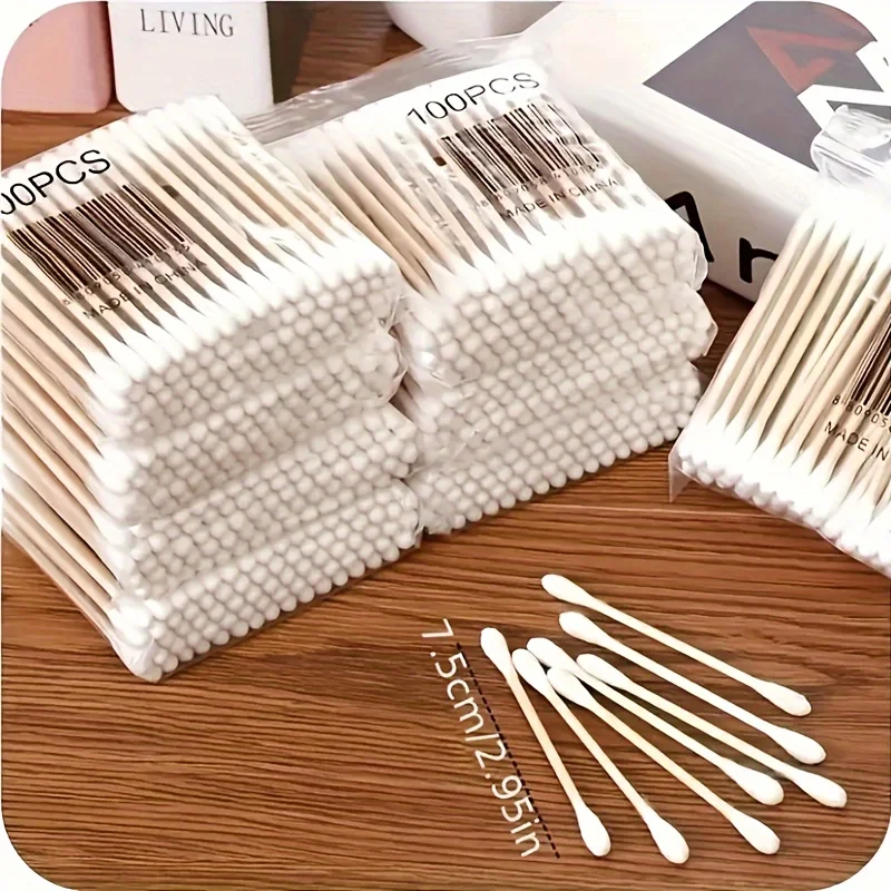 100/300/800PCS Double-Head Disposable Cotton Swabs for Ear Cleaning Makeup Removal And Hygiene Ear Cleaning Cotton Sticks