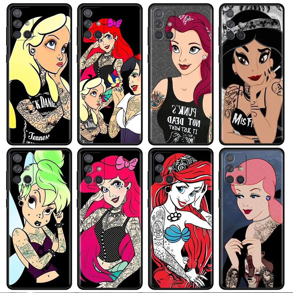 Tattoo Girl Princess Case For Samsung Galaxy A52 A54 5G A53 A13 A14 A12 A71 A32 A50 A21 A21s A23 A33 A34 A70 Phone Cover