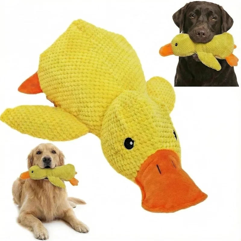 Jouet en peluche canard apaisant pour chien, avec son de couinement, jouet à mâcher doux pour le soutien émotionnel, idéal pour les petits et grands chiens