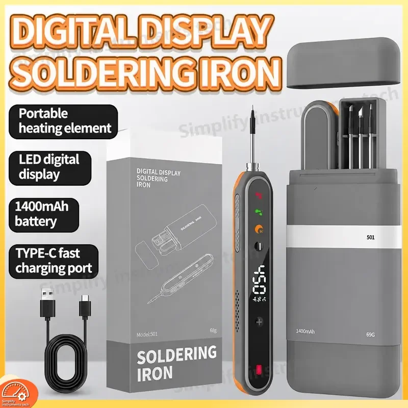 USB Soldering Iron Portable 5V 15W Built-in Battery Three-Level Temperature Control Wireless Mini Soldering Tool Soldering