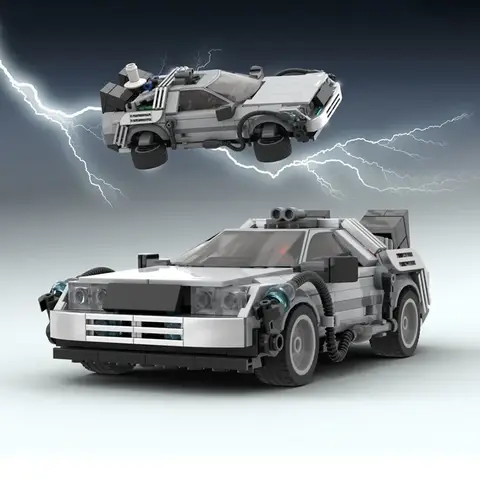 MOC Deloreaned Back to the Future 빌딩 블록 트럭 타임 머신 조립 기술 공상 과학 소설 레이싱 어린이 선물