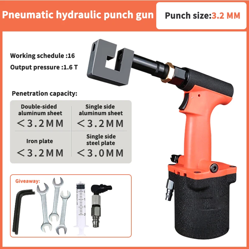 Pneumatic Hole Puncher Handheld Hydraulic Punching Pliers Iron Sheet Aluminum Metal Stainless Steel Quick Punching Tool 3.2-12MM