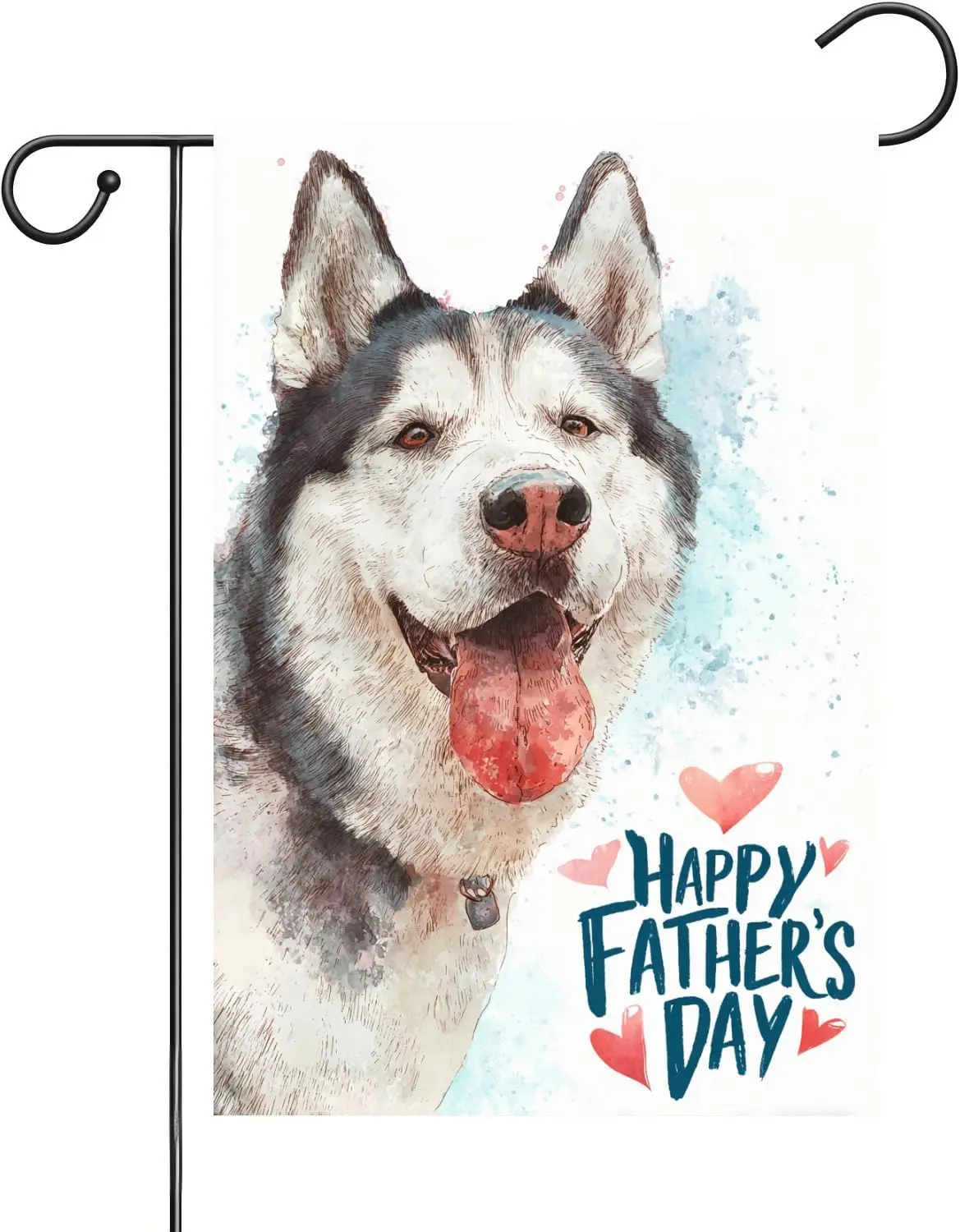 Happy Father's Day Husky Garden Flags 12x18 Inch Double Sided, Small Yard Flags, Summer Farmhouse Patio Outdoor Outside  MMZ