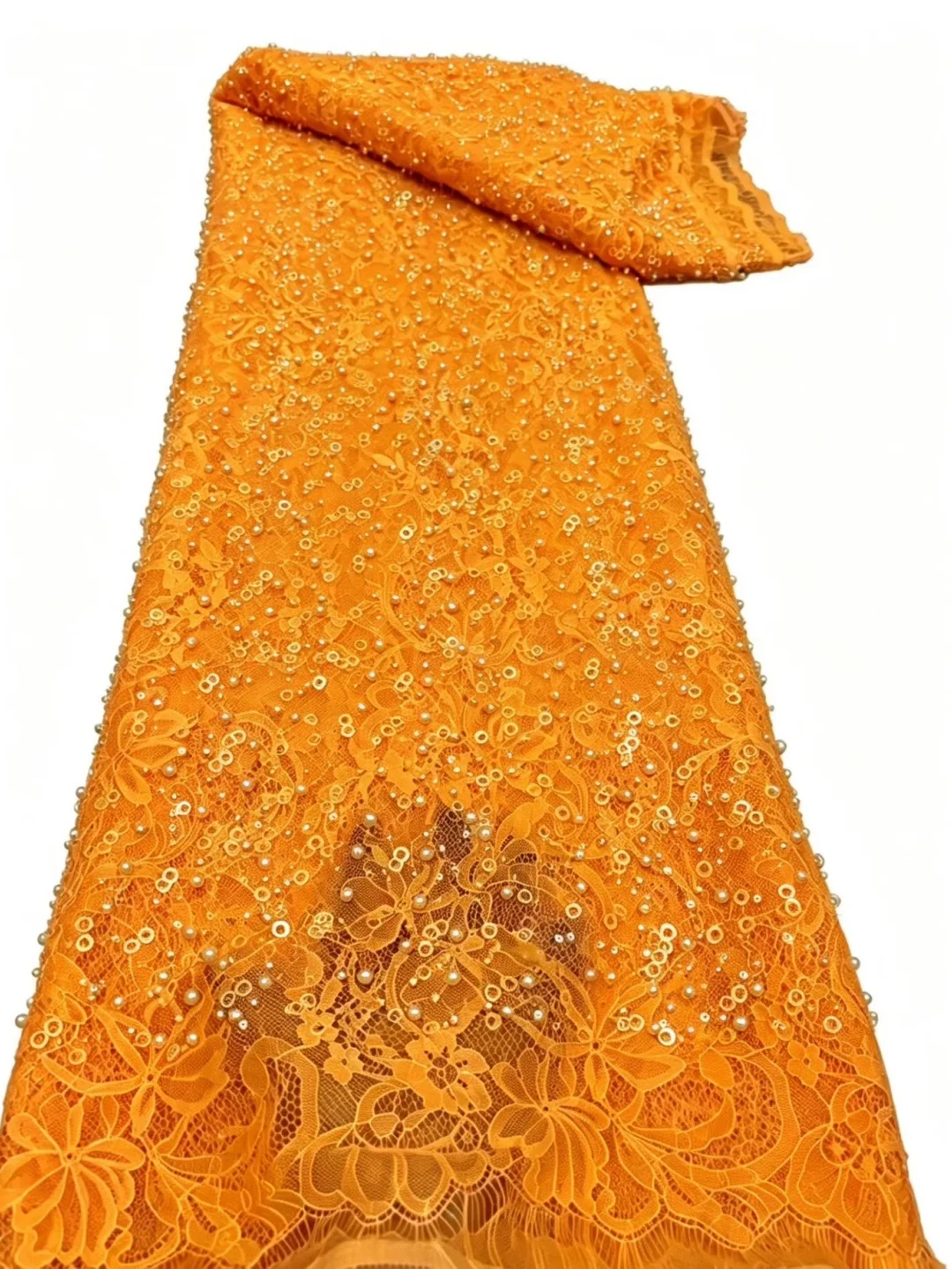 

3METER /PCS Latest Fashion Africa Lace Fabric,Hot Sale Handmade Embroidery Lace With Beads,Sequins Party lace fabric