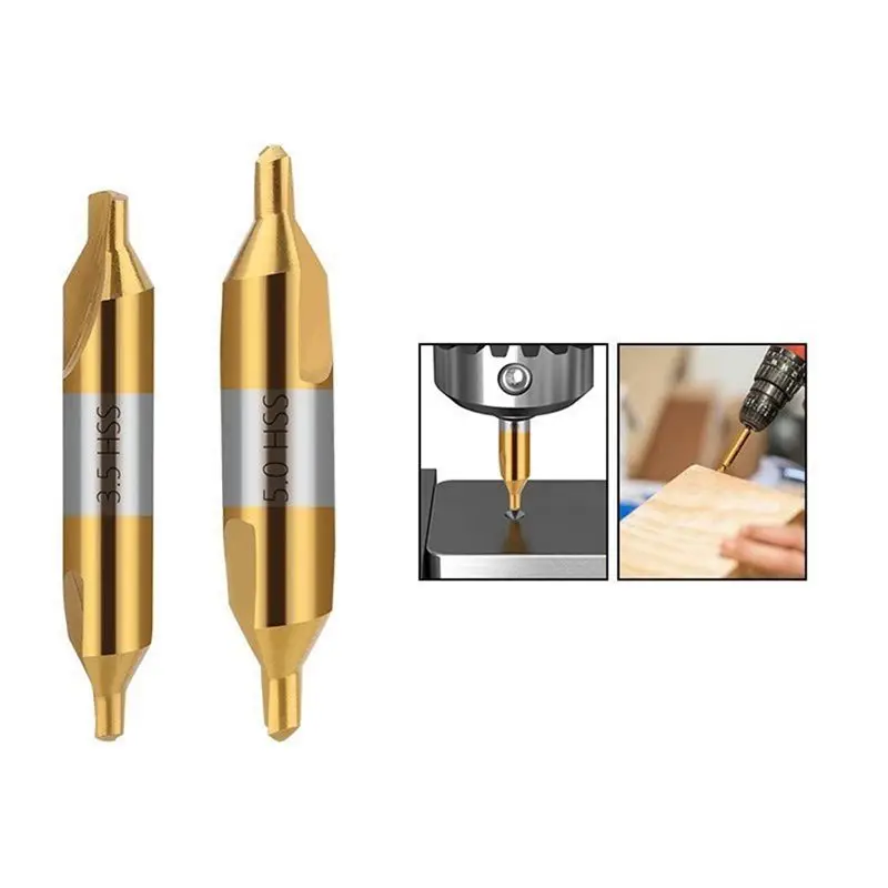 LLCS-6 Piece Center Drill Assembly Gold & Silver High-Speed Steel Is Suitable For Lathe Metal Processing