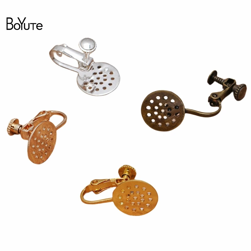 

BoYuTe (20 Pieces/Lot) Metal Brass No Pierced Ear Clip with 12MM Cabochon Base Diy Earring Making Materials