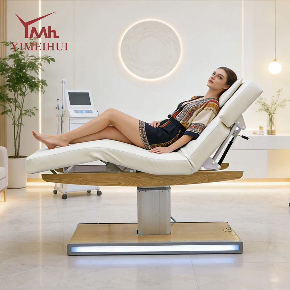 

Japanese Massage Bed Electric Lifting Three Motor Beauty Bed Table Cosmetic Spa Lash Chair Bed with Light Base