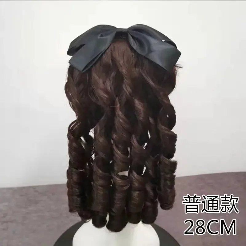 Peruca de renda, nova peruca de onda romana, cabelo encaracolado retrô em espiral, senhora com pente inserido rabo de cavalo onda