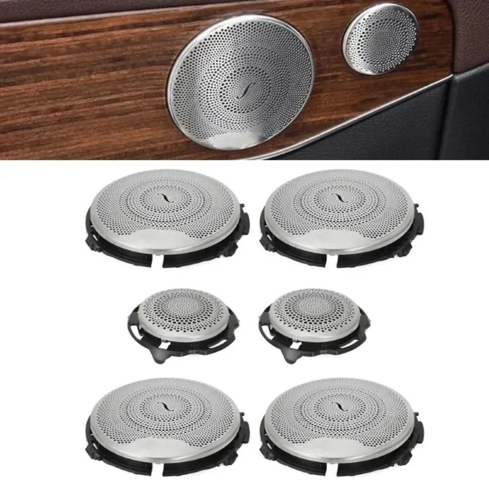 Car Door Audio Midrange Speaker Cover For Mercedes-Benz C Glc E-Class W205 W213 X253 2015-2021 Sliver Loudspeaker Tweeter Trim