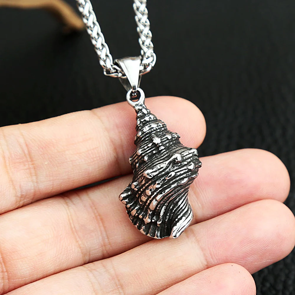 Stainless Steel Shell Pendant Necklaces for Men Women Hip Hop Seashell Necklace Fashion Beach Surfing Creativity Jewelry Gift