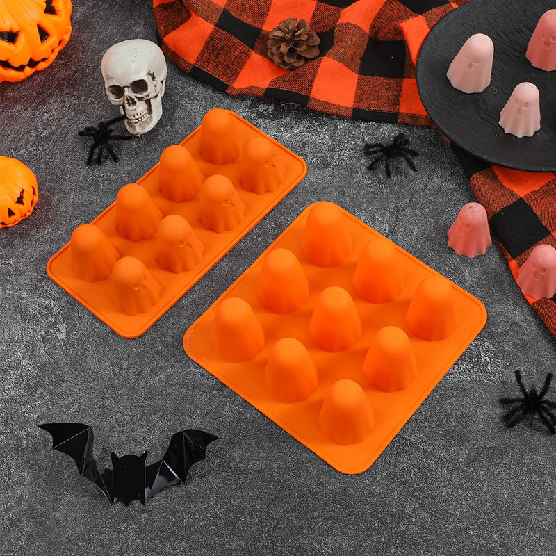 

New8Connection9Halloween Ghost Cake Mold Food-Grade Silicone Easy Release Pudding Candy Candle Mold