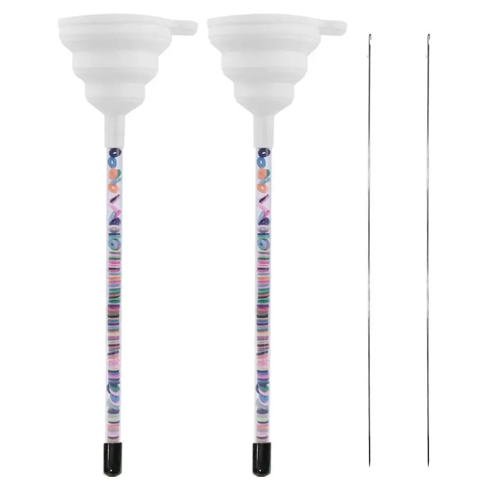 DIY Craft Funnel Beading Tools Kit HeadBands Replace Clay Bead Spinner Beading Funnel Loose Beads with Beading Needle