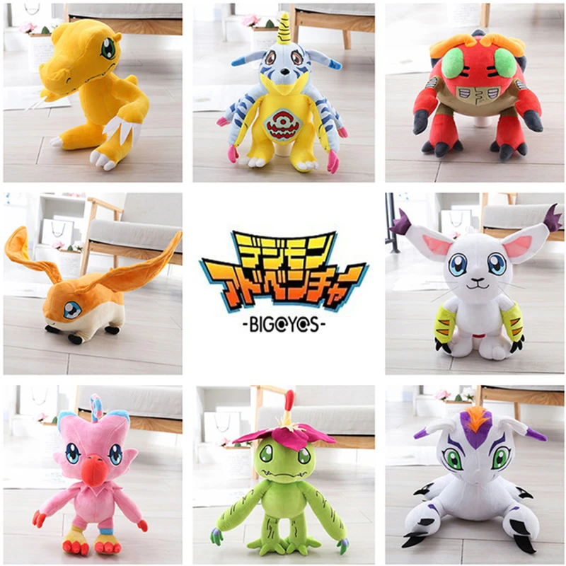 30cm Cute Anime Digimon Plush Toy Patamon Agumon Tailmon Gomamon Piyomon Gabumon Palmon Pokemon Digital monster Doll Kids Gift