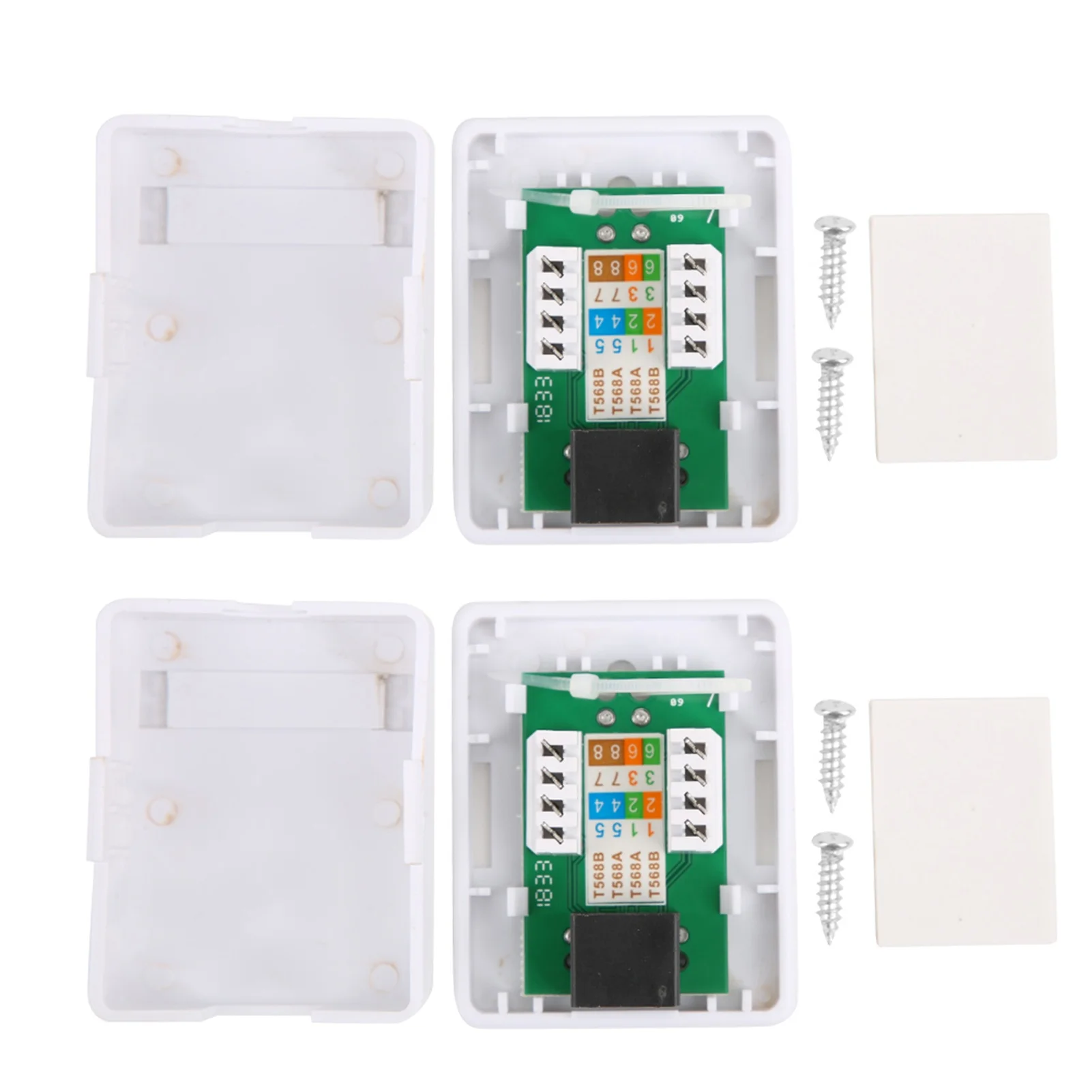 2Pcs RJ45 Surface Mount Box Cat6 Single Port Desktop Information Network Junction Boxes