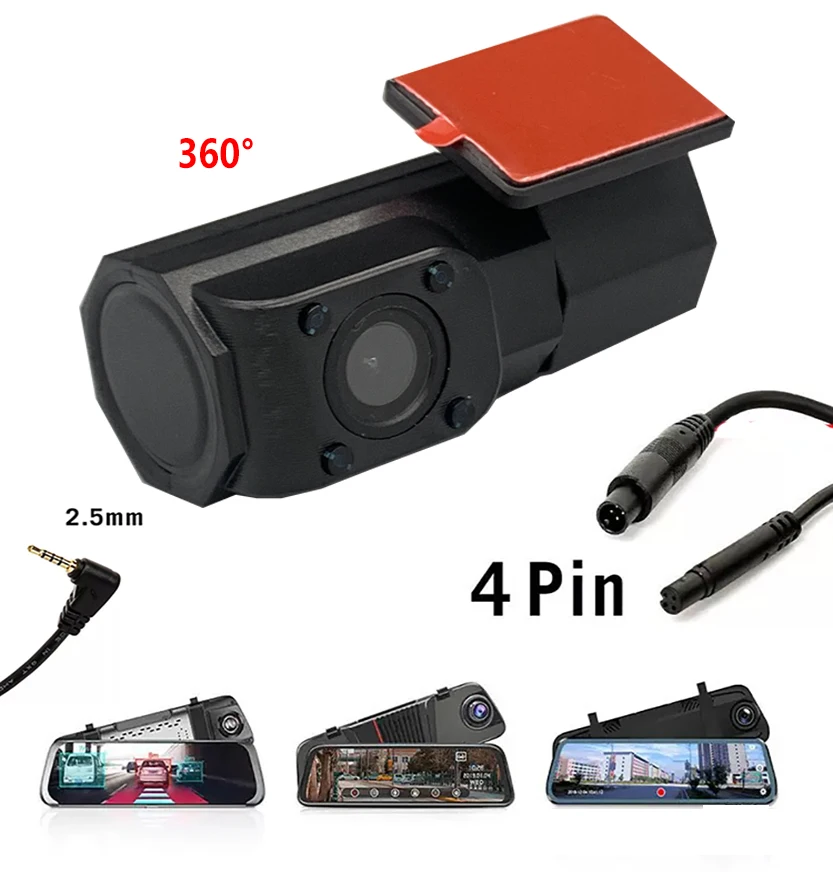 Rear-View Mirror Streaming Media 1080P Wide-Angle High-Definition Night Vision 4-Hole Driving Recorder Rear Camera in Front of C