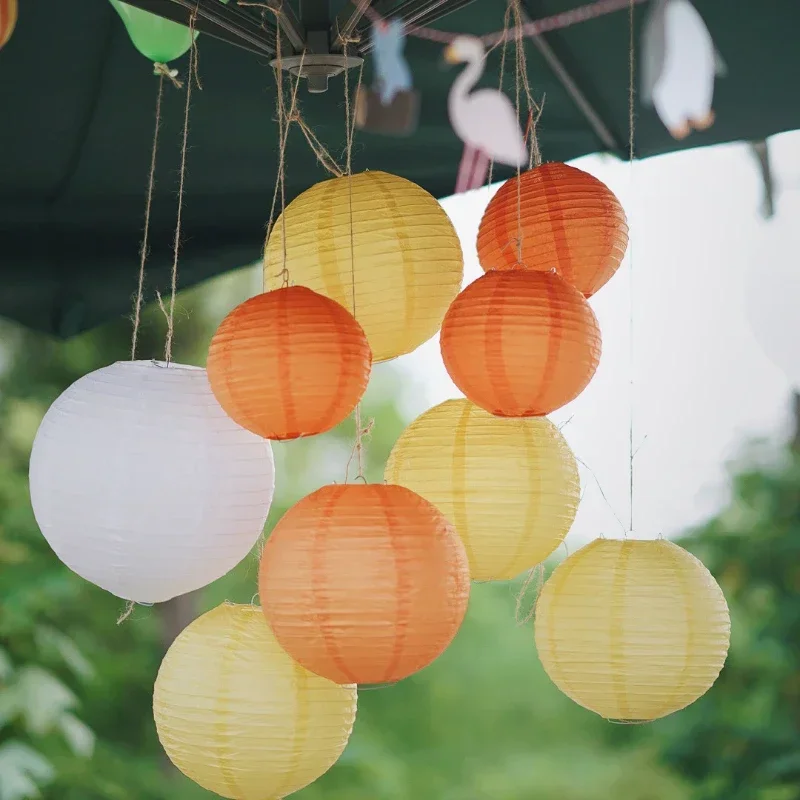 10cm-40cm Circular Paper Lantern 32 Color DIY Wedding Birthday Party Decoration Gift Craft Kindergarten Hand Drawn Lantern