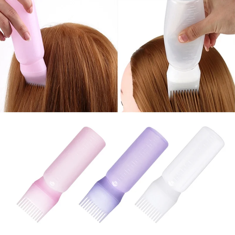 60ml Multicolor Plastic Hair Dye Refillable Bottle Applicator Comb Dispensing Salon Hair Coloring Hairdressing Styling Tool