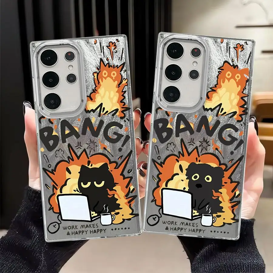 Creative Label Black Cat Soft Shell Case for Samsung Galaxy S22 Plus S20 FE S23 S21+ S20 FE S25 Ultra S21 S24Ultra