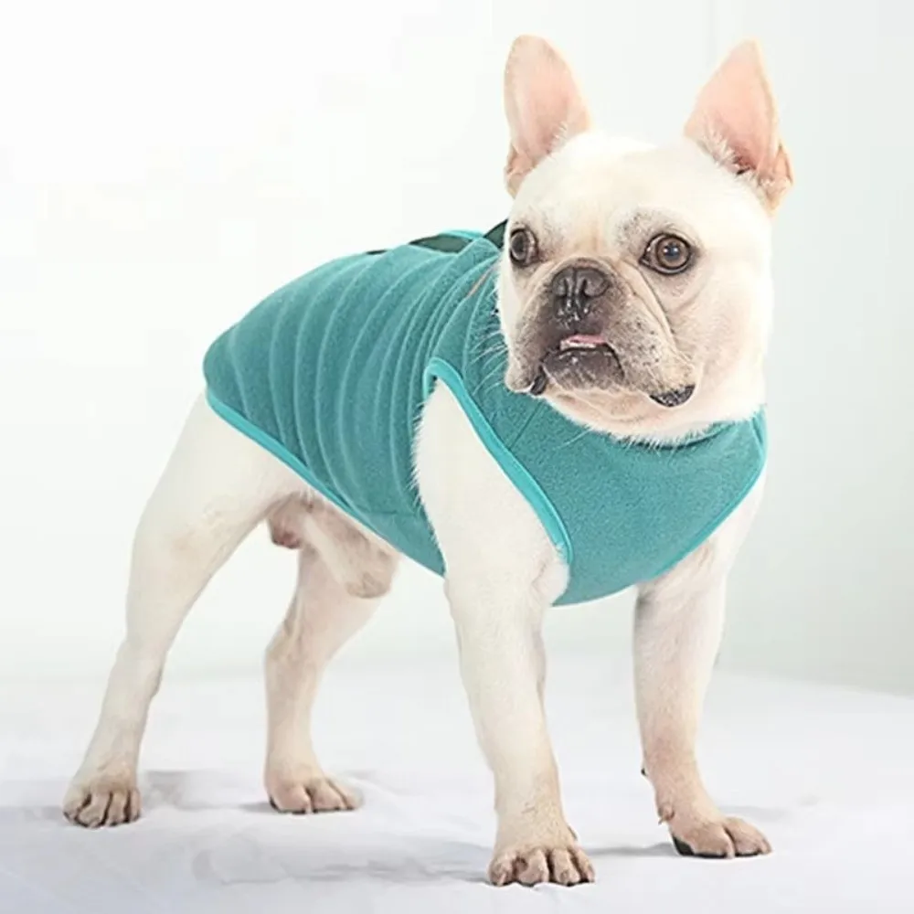 Fashion Fleece Dog Winter Coat Soft Solid Color Dog Vest Thick Warm Button Closure Pet Pullover Sweatshirt for Outdoor Walk