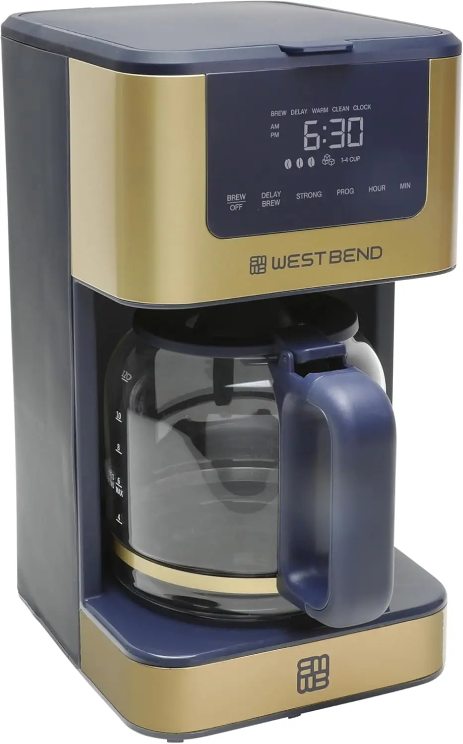 Programmable 12-Cup Coffee Maker with Brew Strength Selector for Hot and Iced Coffee, Featuring 1-4 Cup Brew Option and Reusable