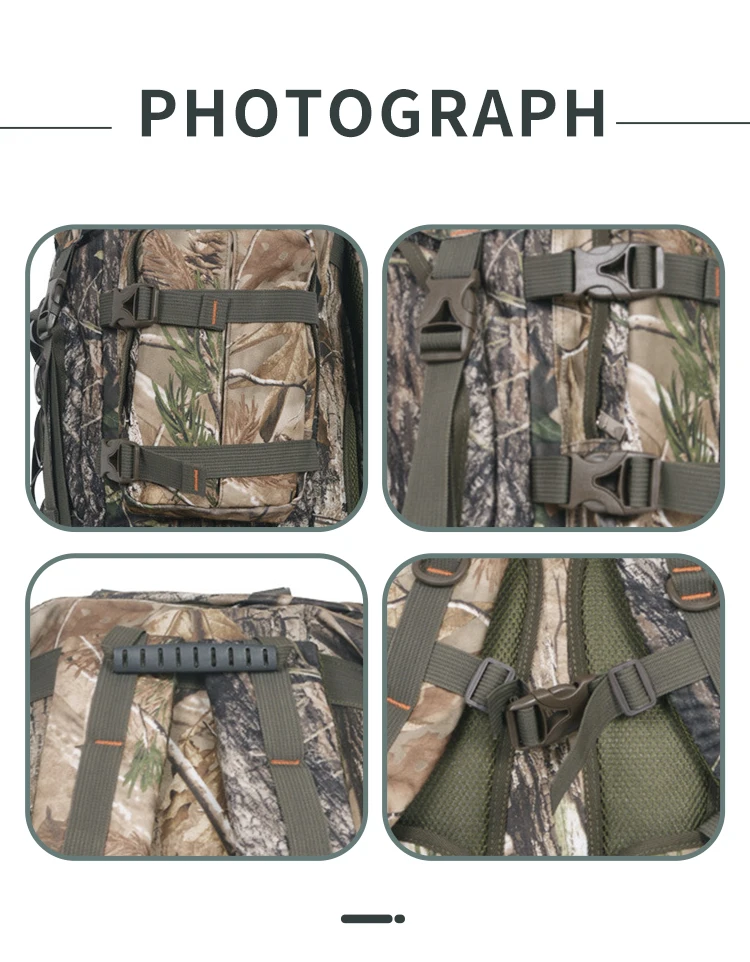 Waterproof Hunting Backpack with Rain Cover, Camo Bag for Men Hunters, 600D, 60 L, 80L, Factory Custom